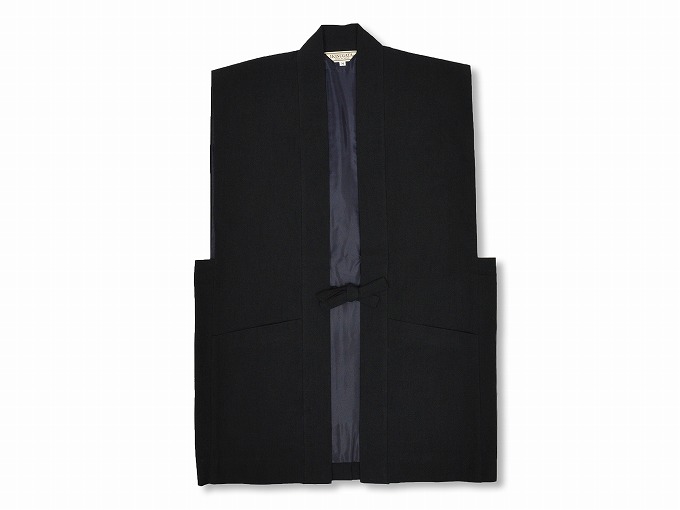 日本製たてスラブ作務衣羽織　黒