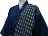 日本製綿麻楊柳デザイン作務衣濃紺