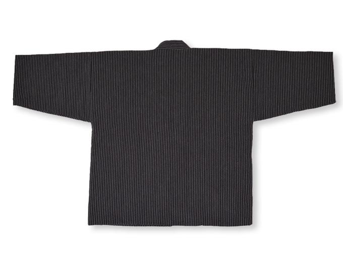 日本製 作務衣式綿入袢天　黒（ブラック）　上着ウラ