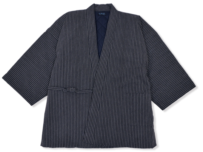 日本製 作務衣式綿入袢天　黒（ブラック）