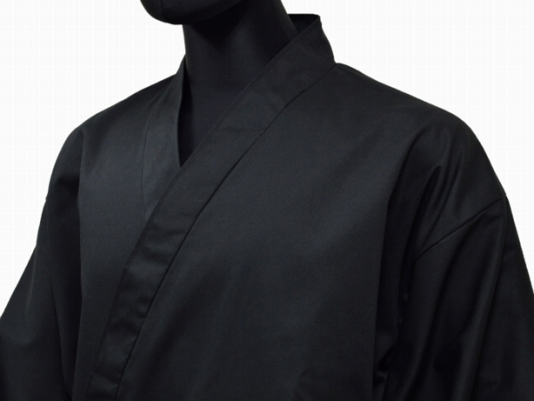日本製綿ポリ綾織作務衣黒