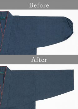 【仕様変更】筒袖に変更（袖ゴム→筒袖）