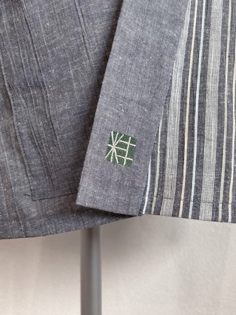 【簡単絵柄刺繍】W-06 和粋庵ロゴ・緑×銀/左衿下部