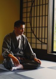 5020 T/Cバーバリー織作務衣 No.5杢グレー L