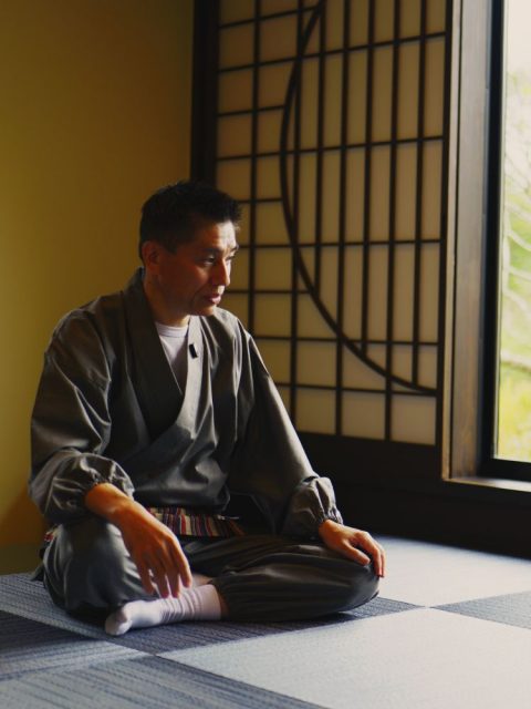 5020 T/Cバーバリー織作務衣 No.5杢グレー L