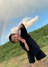 1512 近江ちぢみ絣織子供甚平 No.1 濃紺  120