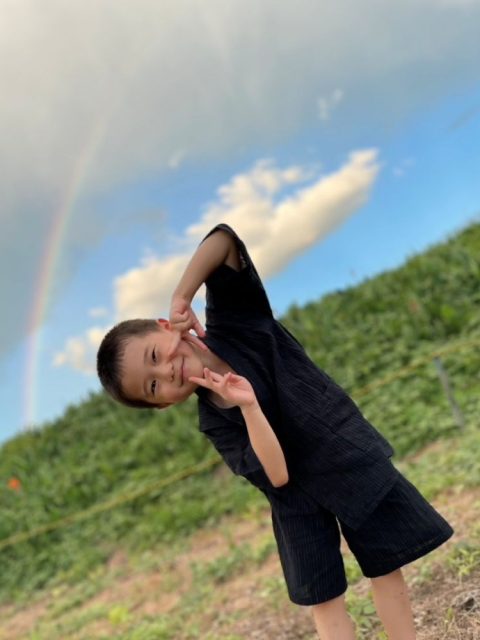 1512 近江ちぢみ絣織子供甚平 No.1 濃紺  120