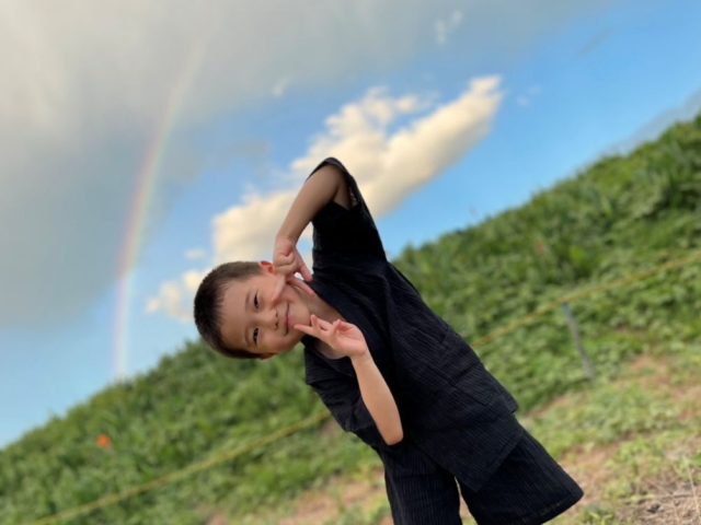 1512 近江ちぢみ絣織子供甚平 No.1 濃紺  120