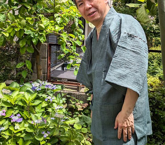 【身長165cm】1603 近江ちぢみ本麻甚平 No.5 グリーン L