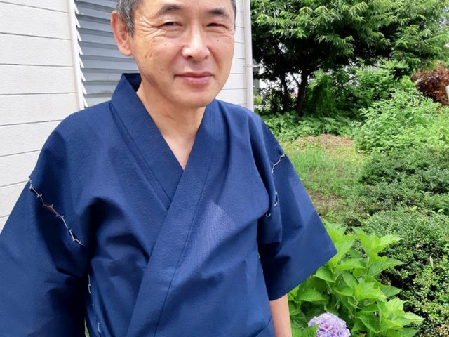 【身長173cm】7060 綿しじら甚平 No.1 濃紺 L
