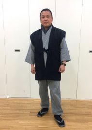 【身長165cm】2043 手紡ぎ風・遠州織袖無し綿入袢天　No.4 黒 F