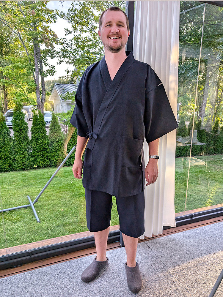 1118 COOLMAX® Seersucker Jinbei No.1 Navy