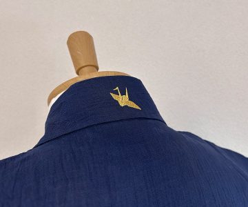【簡単絵柄刺繍】E-07 鶴・金/後ろ衿