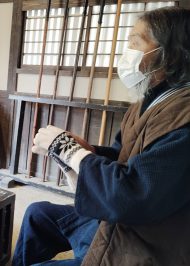 2047 たてスラブ袖無し綿入袢天 No.5 茶 F