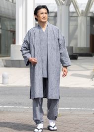 1040 たてスラブロング羽織 No.4 グレー