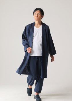 1040 たてスラブロング羽織　No.2 鉄紺