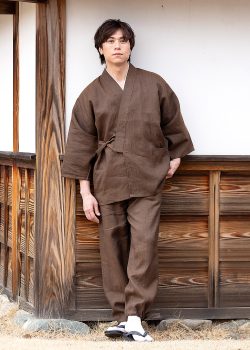1095 近江ちぢみ本麻作務衣 No.97 茶