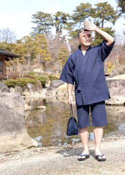 1107 アイスコットン近江ちぢみ甚平 No.1 濃紺