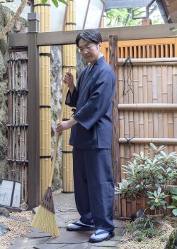 1110 麻ライク・ストレッチ作務衣 No.1 紺