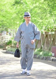 1301 テト麻・筒袖作務衣 No.2 グレー