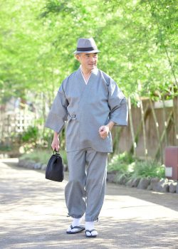 1301 テト麻・筒袖作務衣 No.2 グレー
