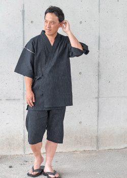 1501 近江ちぢみ絣織甚平 No.1 濃紺