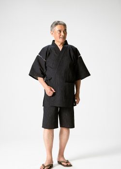 1501 近江ちぢみ絣織甚平 No.2 黒