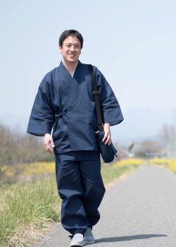 2060 綿麻しじら作務衣 No.207 濃紺