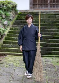 5037 女性用ストレッチツイル作務衣［聖］No.3 黒