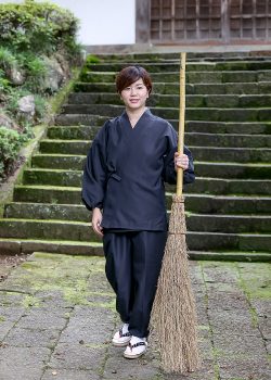 5037 女性用ストレッチツイル作務衣［聖］No.3 黒