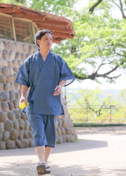 7060 綿しじら甚平 No.2 中紺