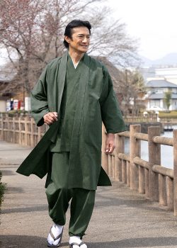 1040 たてスラブロング羽織 No.6 グリーン