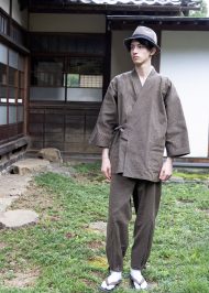 1055 小柄ドビー作務衣 No.18 茶