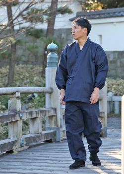 5055 ななこ織作務衣 No.1 濃紺