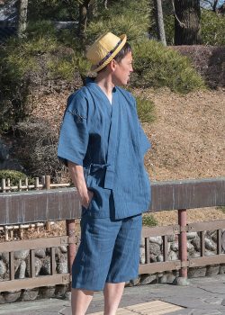 7003 綿麻楊柳甚平 No.2 中紺