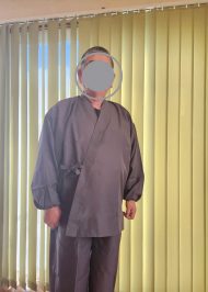 【身長174cm】5038 ストレッチツイル作務衣［聖］　No.2 グレー  LL