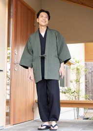 2027 たてスラブ綿入袢天 No.6 グリーン