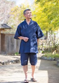7060 綿しじら甚平 No.1 濃紺