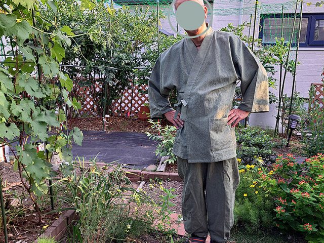 【身長169cm】2060 綿麻しじら作務衣 No.206 グリーン  L