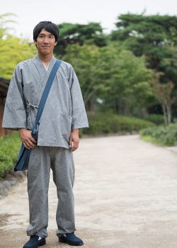 1083 手紡ぎ風・遠州織作務衣 No.63 グレー
