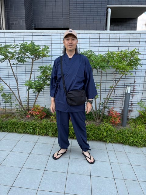 【身長178cm】1301 テト麻筒袖作務衣 No.1 濃紺 LL