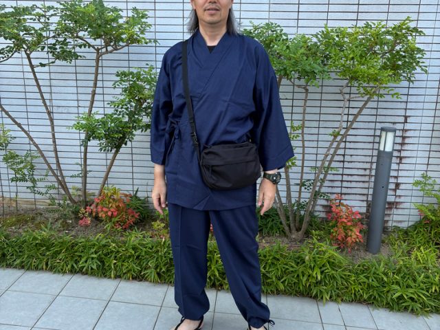 【身長178cm】1301 テト麻筒袖作務衣 No.1 濃紺 LL