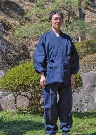 5055 ななこ織作務衣 No.1 濃紺