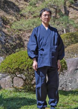 5055 ななこ織作務衣 No.1 濃紺