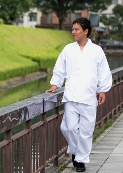 5055 ななこ織作務衣 No.3 白