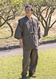 1047 たてスラブ羽織 No.5 茶