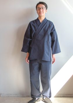 2100 綿紬作務衣 No.1 濃紺　
