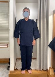 【身長167cm】1055 小柄ドビー作務衣 No.15 濃紺 M