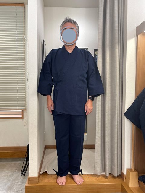 【身長167cm】1055 小柄ドビー作務衣 No.15 濃紺 M