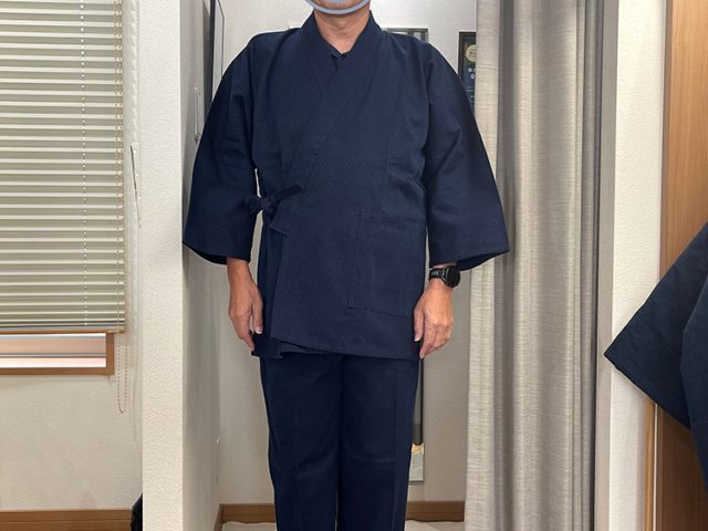 【身長167cm】1055 小柄ドビー作務衣 No.15 濃紺 M